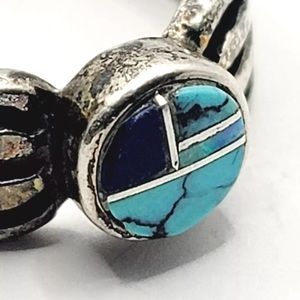 Signed - Ervin Hoskie, Navajo Vintage Turquoise Lapis Lazili Gilson Opal Ring